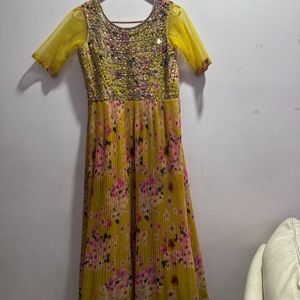 Festive Wear Frock/ Dress With Mirror Work