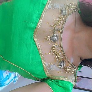 Pure Chiffon Green Heavy Saree