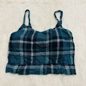 Blue Checks Shirt And Crop Top Combo