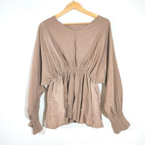 Tan Cinched Waist Tops (Women's)