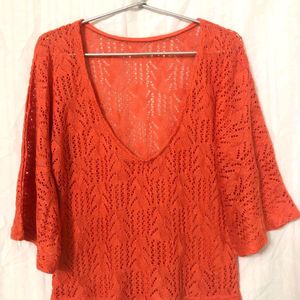 Orange Pullover Knitted Top