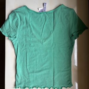 H&M Green V-Neck Top