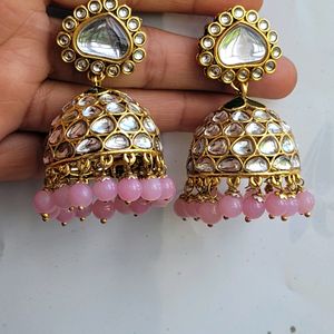 Light Pink Kundan Jhumka Set No.8