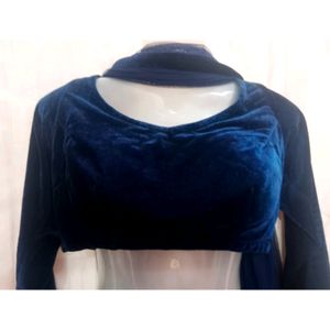 Velvet Navy Blue Like New Lehenga Choli Set