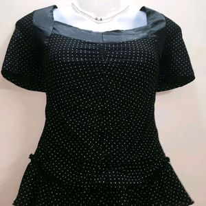 Black Retro Polkadot Top✨️