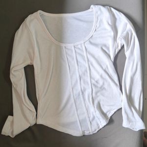 Curved Hem White Top