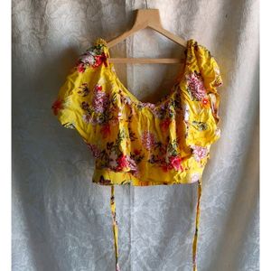 Yellow Floral Top For Summers