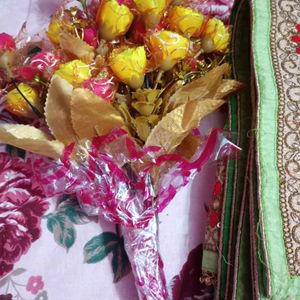 Wedding Saree+Artificial Flowers