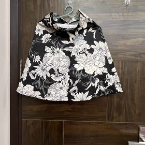 Black And White Floral Skirt