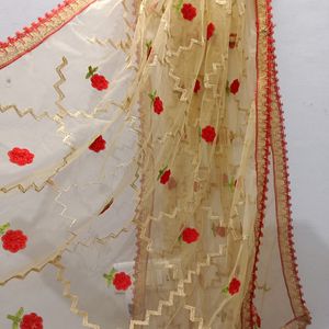 Gorgeous Golden  Heavy  Embroidery Dupatta