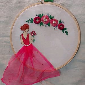 Wooden Embroidery Girly Hoop