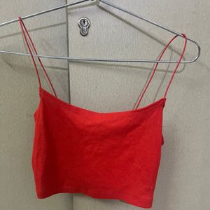 H&M Red Cropped Cami Top