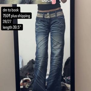 vintage low waist jeans w rhinestone details