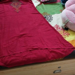 Embroidered Maroon Colour Kurta With Legging