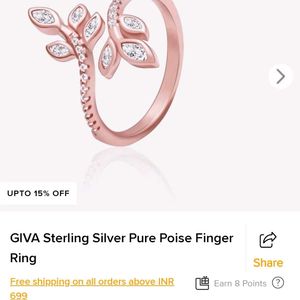 GIVA Silver Rose gold Ring