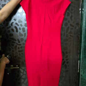 Red Solid Bodycon Dress