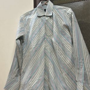 Men Shirt White Blue