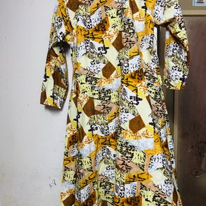 Brown And Yellow Shaded Long Shirt Dress