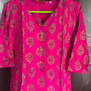 Pink Straight Kurta - S