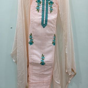 Peach Colour All Over Suit With Chiffon Dupatta