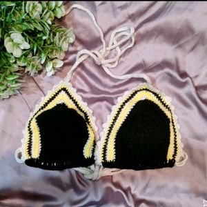 Black Crochet Bra