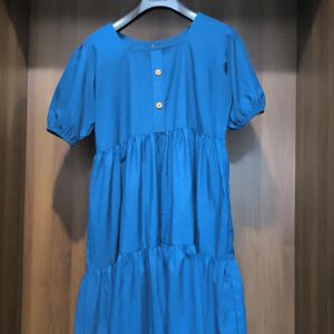 Blue Flared Midi Dress