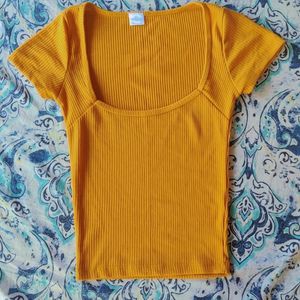 Ribbed Square Neck Top