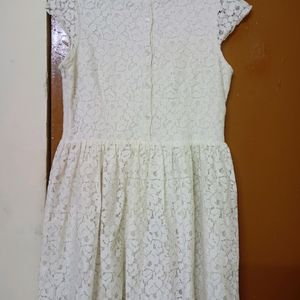 Off White Net Mini Party Dress