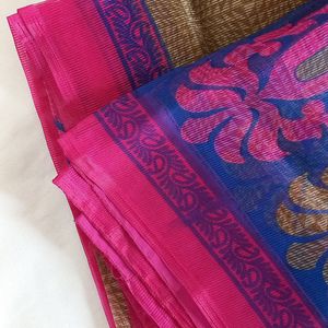 (🎉Freebies Included 🎉) Multi Colour Netted Saree