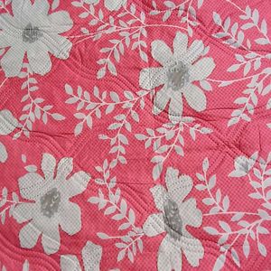 Light Pink Color With White Flower Print Bed Sheet