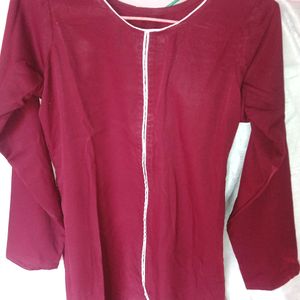 🆕Maroon Colour Kurta With White Samosa Salwar