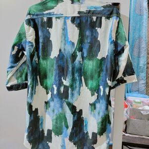 Modern Art Type Print Cotton Shirt