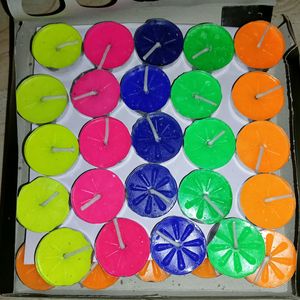 50pcs Multicolour Long Burning Smokeless Tea Diya