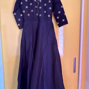 Navy Blue Anarkali With 2 Duppatas