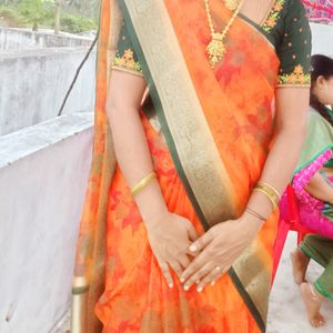 Saree With Worked Blouse