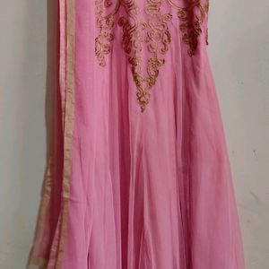 Pink Gown With Dupatta For Women