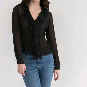 Victorian 1970s' RARE Gothic Ruffle Sexy Sheer Top