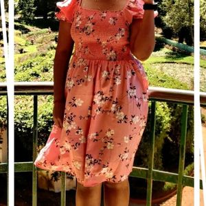 Tokyo Talkies Coral pink & White Floral Dress