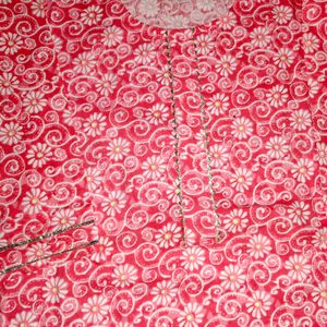 Red Floral Print Cotton Kurti