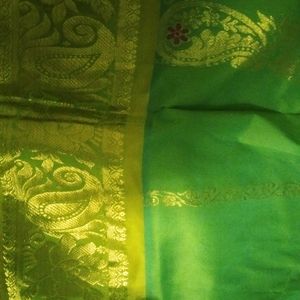 Green Colour Pure Kanchipattu Half saree