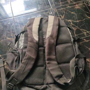 Grey printed backpack