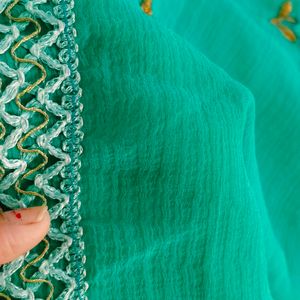 Green Embroidery Saree