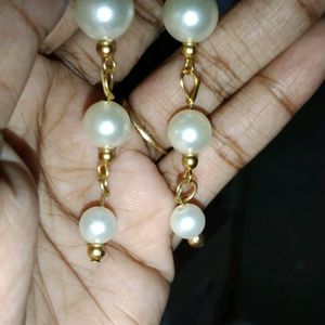 🆕 🤍 Home Made White Pearls Earings