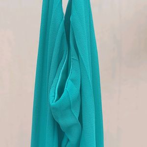 Strappy Grecian Blue-Green Pleated Gown