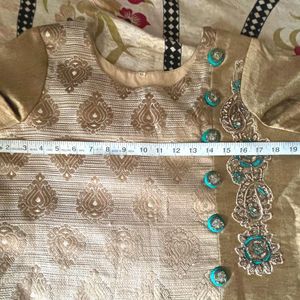 Golden And Green Lehenga  With  Dupatta