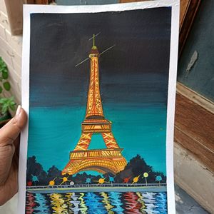 Eiffel Tower Painting On A4 Sheet