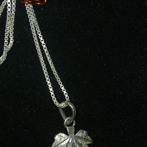 Real Silver Chinar Pendant Set Chain