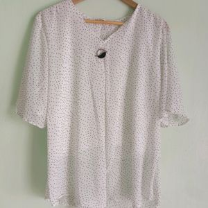 New White Polka Dot Top