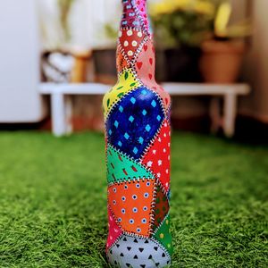 Beautiful Handpainted Multicoloured Glass Bottle