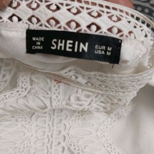 Shein Blouson Top With Lace Details